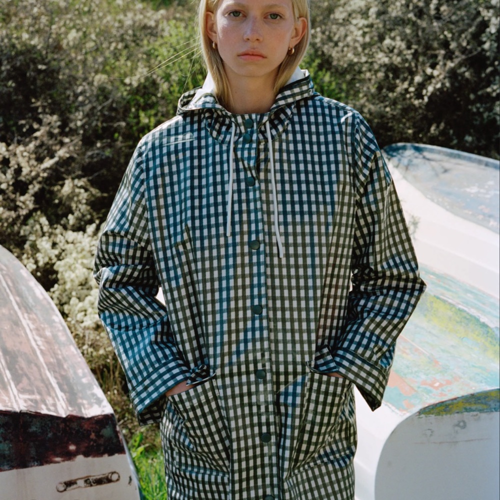 Loeffler Randall Gingham Rain Coat - Large